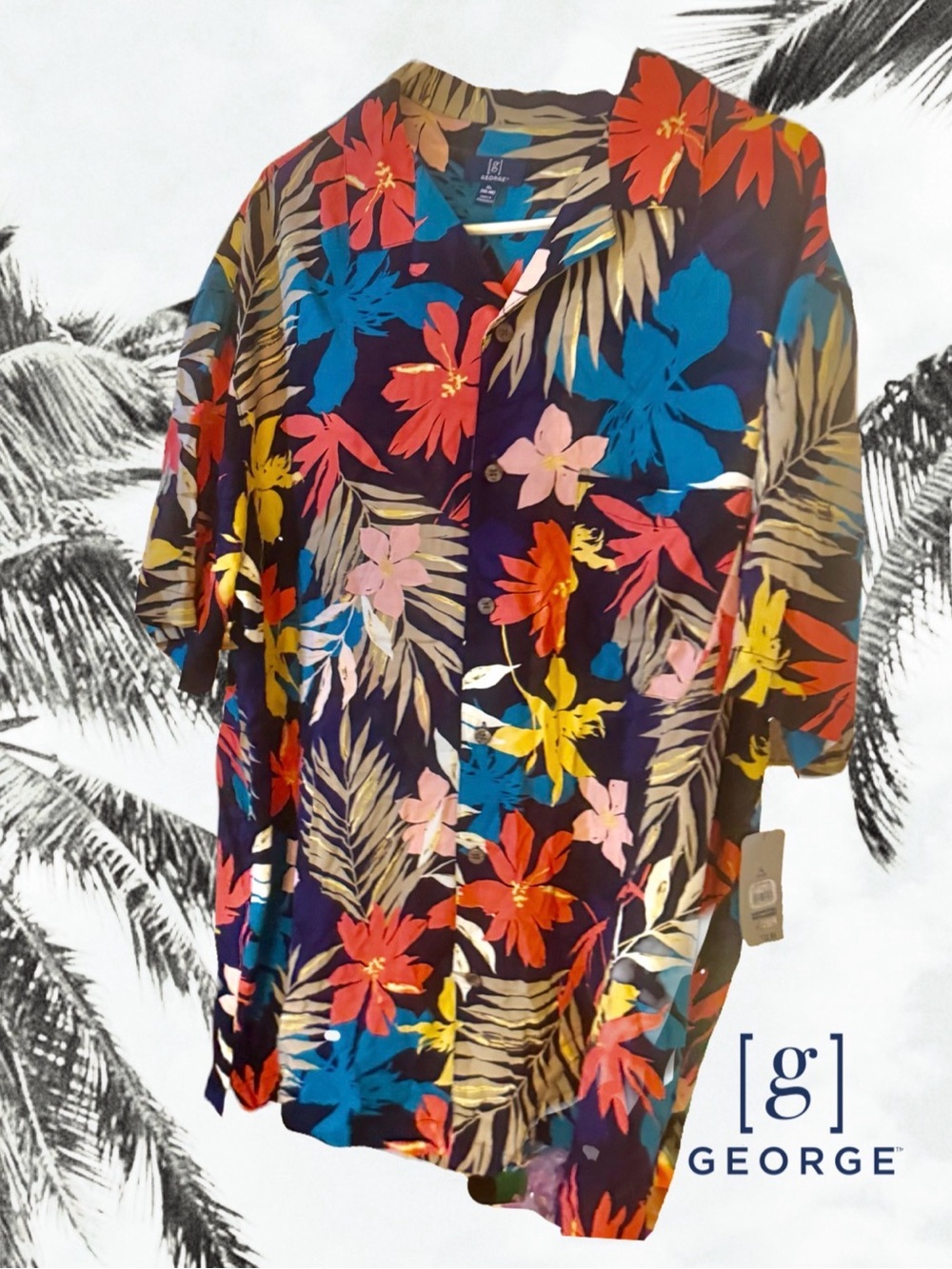 George Hawaiian Navy Floral Shirt by George